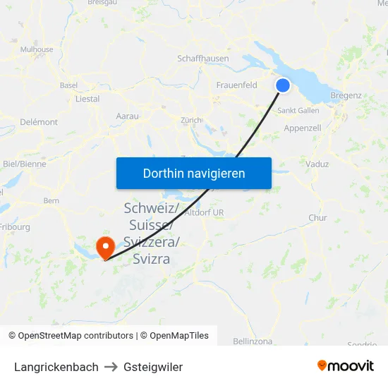 Langrickenbach to Gsteigwiler map