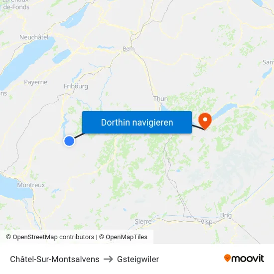 Châtel-Sur-Montsalvens to Gsteigwiler map