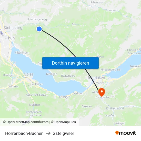 Horrenbach-Buchen to Gsteigwiler map