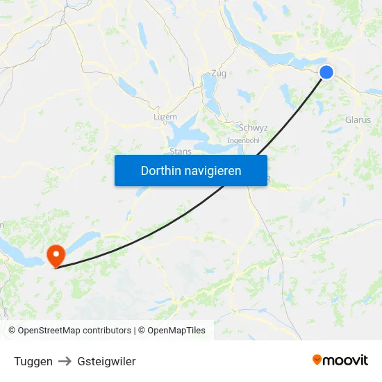 Tuggen to Gsteigwiler map