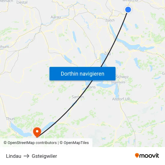 Lindau to Gsteigwiler map