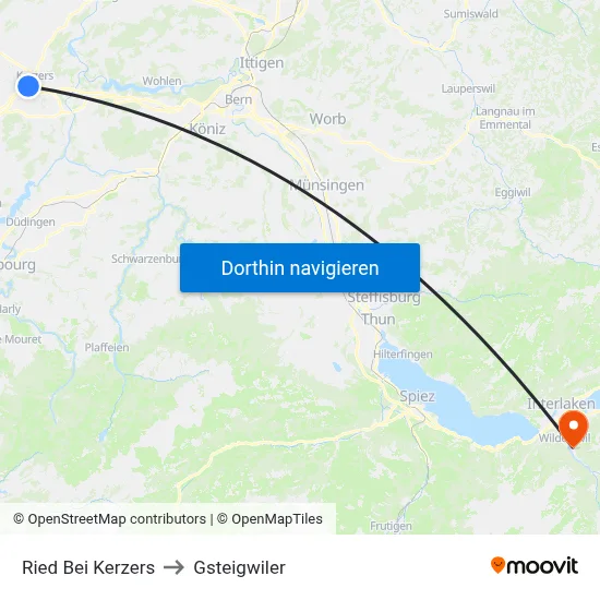 Ried Bei Kerzers to Gsteigwiler map