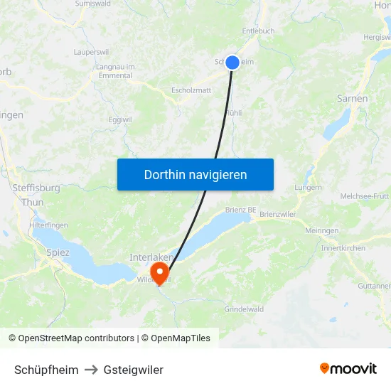 Schüpfheim to Gsteigwiler map