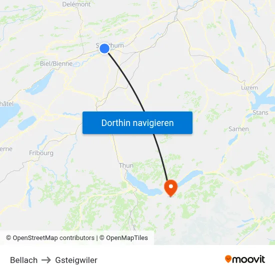 Bellach to Gsteigwiler map