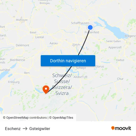Eschenz to Gsteigwiler map