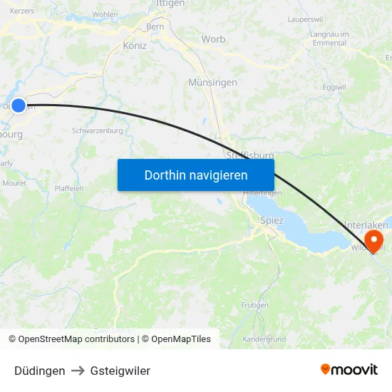 Düdingen to Gsteigwiler map