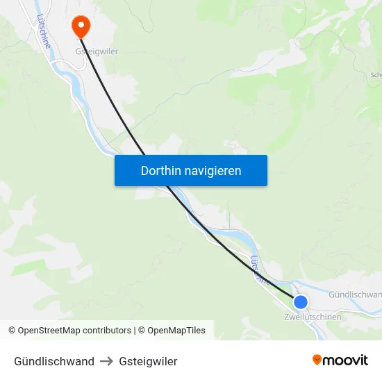 Gündlischwand to Gsteigwiler map