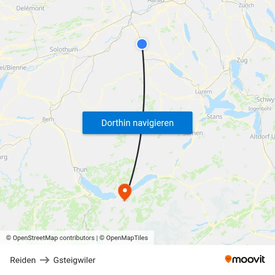 Reiden to Gsteigwiler map