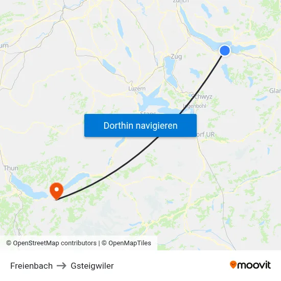 Freienbach to Gsteigwiler map