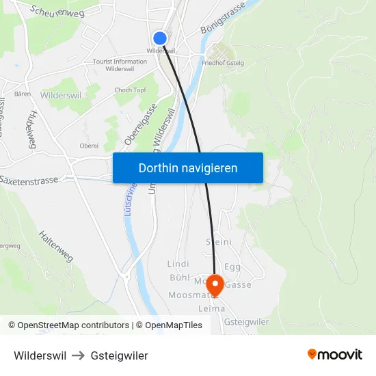 Wilderswil to Gsteigwiler map