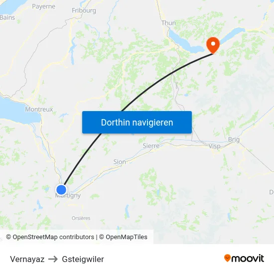 Vernayaz to Gsteigwiler map