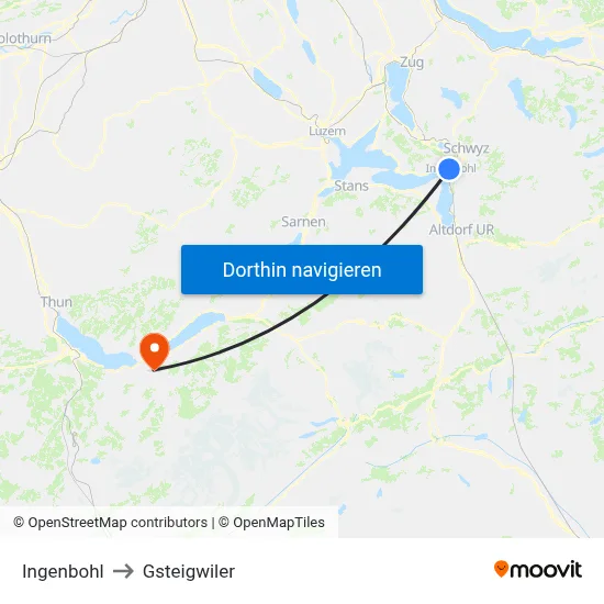 Ingenbohl to Gsteigwiler map