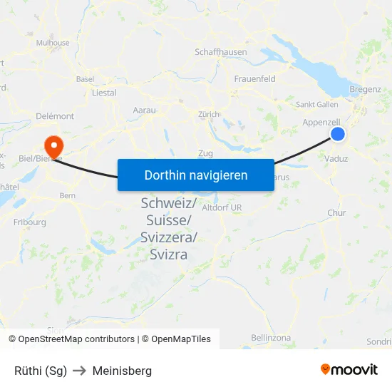 Rüthi (Sg) to Meinisberg map