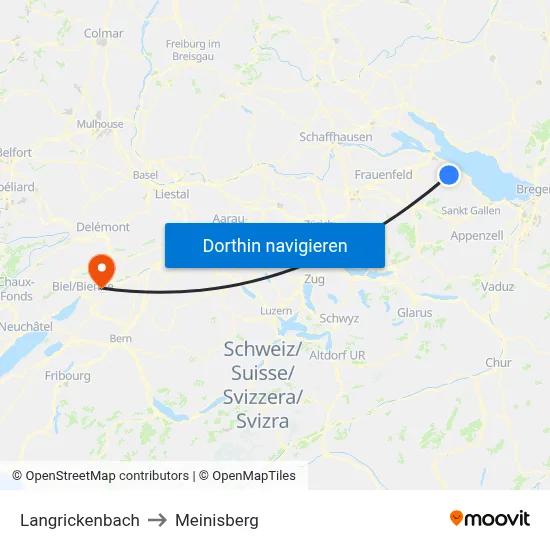 Langrickenbach to Meinisberg map