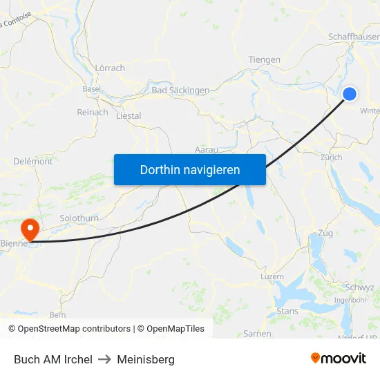 Buch AM Irchel to Meinisberg map