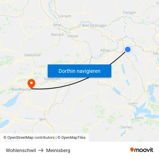 Wohlenschwil to Meinisberg map