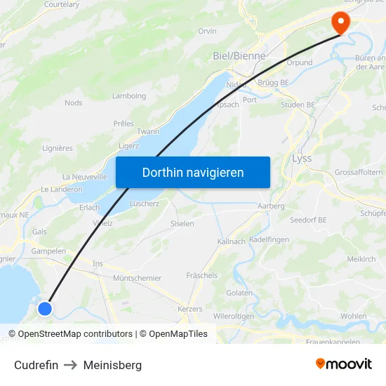 Cudrefin to Meinisberg map