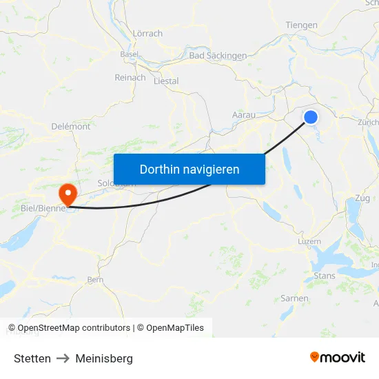 Stetten to Meinisberg map