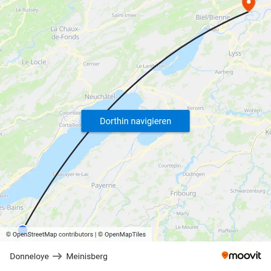 Donneloye to Meinisberg map