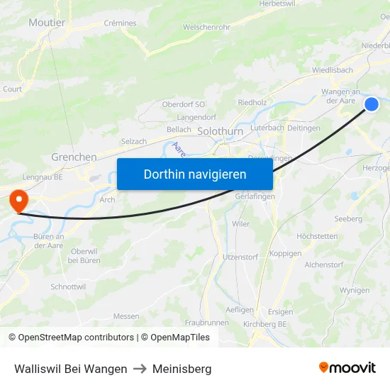 Walliswil Bei Wangen to Meinisberg map