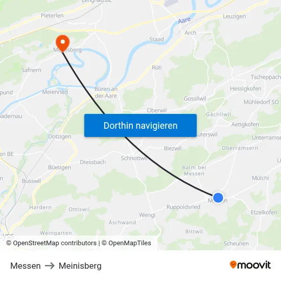 Messen to Meinisberg map