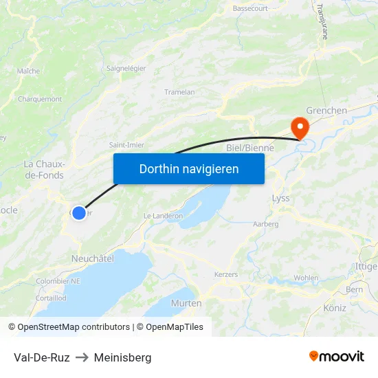 Val-De-Ruz to Meinisberg map