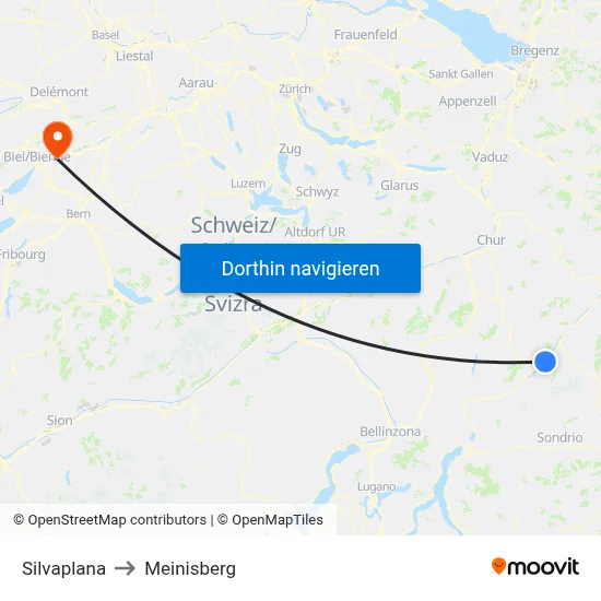 Silvaplana to Meinisberg map