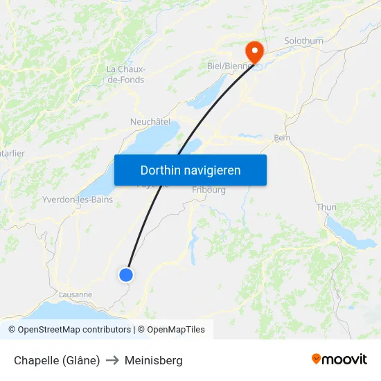 Chapelle (Glâne) to Meinisberg map
