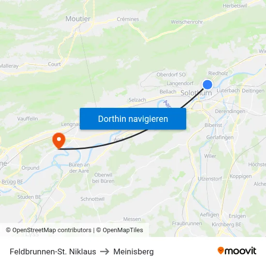 Feldbrunnen-St. Niklaus to Meinisberg map