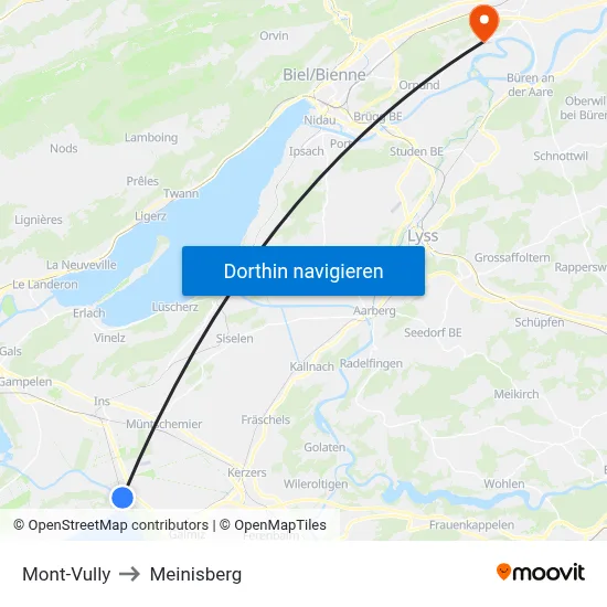 Mont-Vully to Meinisberg map