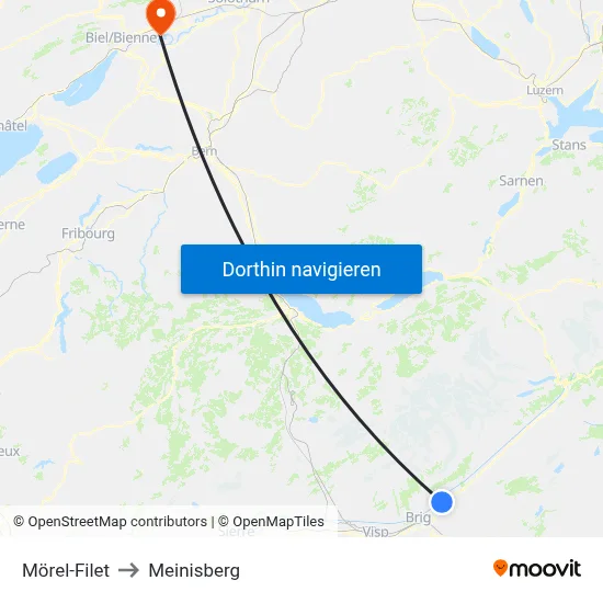 Mörel-Filet to Meinisberg map