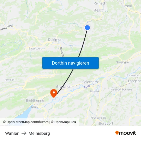 Wahlen to Meinisberg map