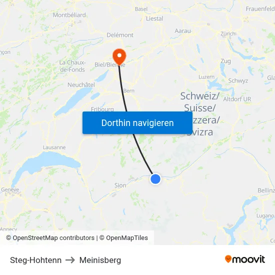 Steg-Hohtenn to Meinisberg map