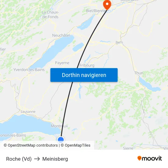 Roche (Vd) to Meinisberg map