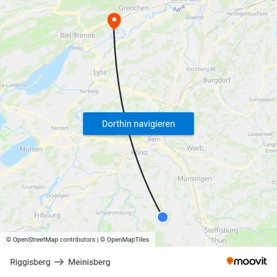 Riggisberg to Meinisberg map