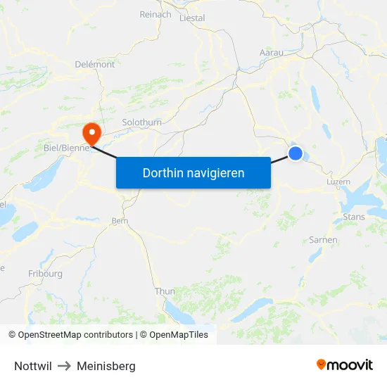 Nottwil to Meinisberg map