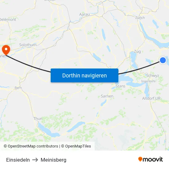 Einsiedeln to Meinisberg map