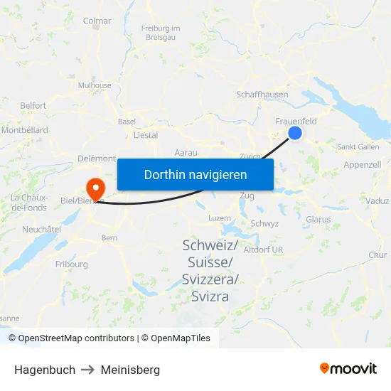 Hagenbuch to Meinisberg map