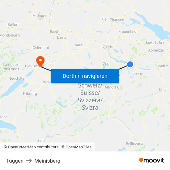 Tuggen to Meinisberg map