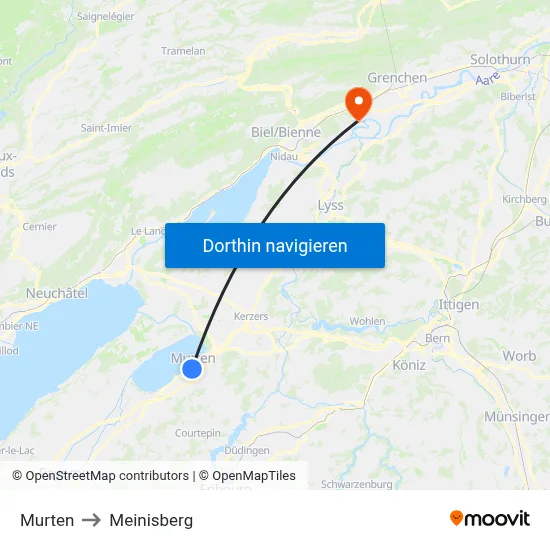 Murten to Meinisberg map