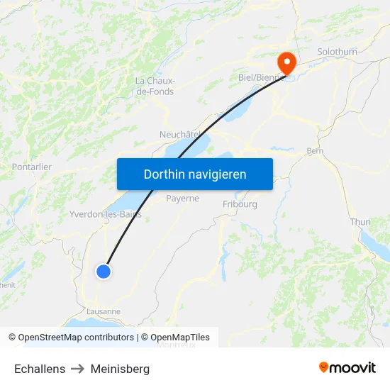 Echallens to Meinisberg map