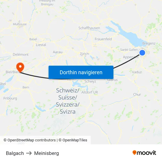 Balgach to Meinisberg map
