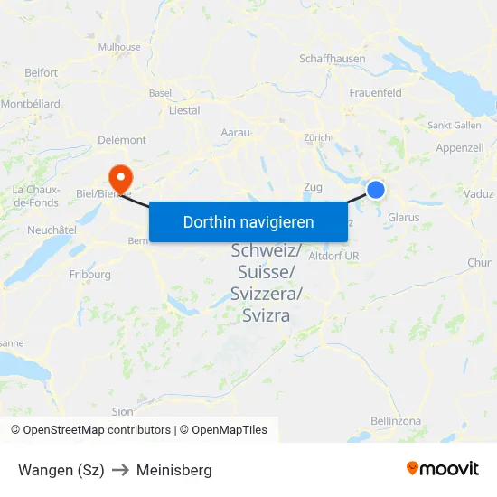 Wangen (Sz) to Meinisberg map