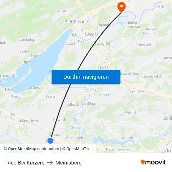 Ried Bei Kerzers to Meinisberg map