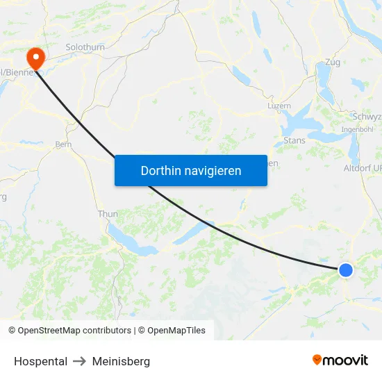 Hospental to Meinisberg map