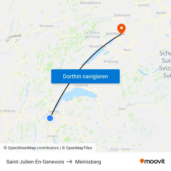 Saint-Julien-En-Genevois to Meinisberg map