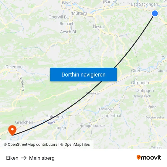 Eiken to Meinisberg map