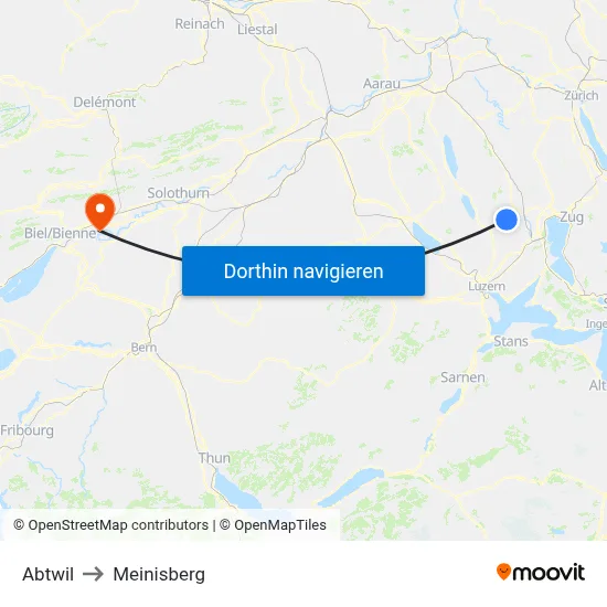 Abtwil to Meinisberg map
