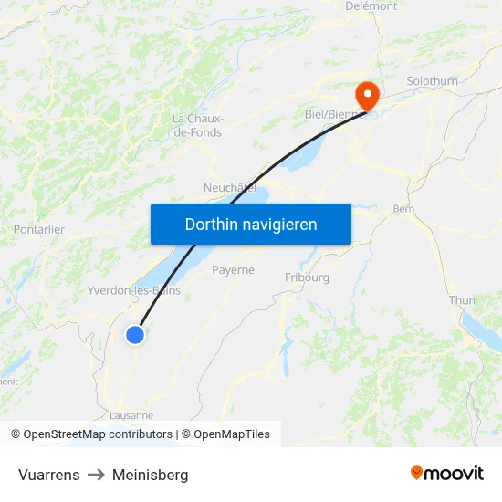 Vuarrens to Meinisberg map