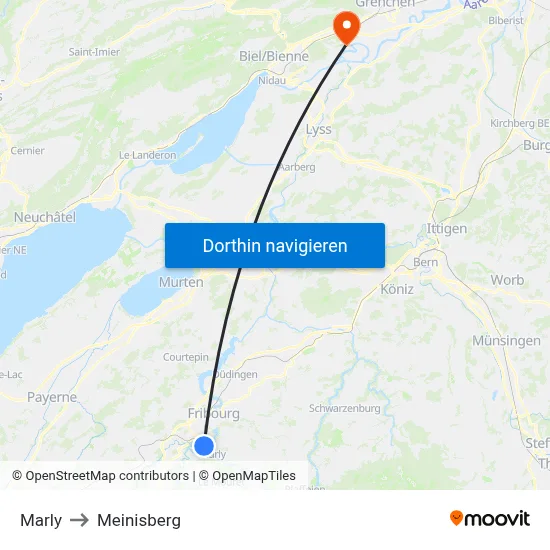 Marly to Meinisberg map